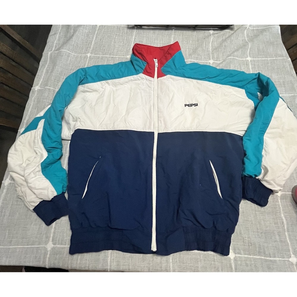 VTG 90's PEPSI Jacket Mens XLarge USA Made Colorblock Embroidered Logo